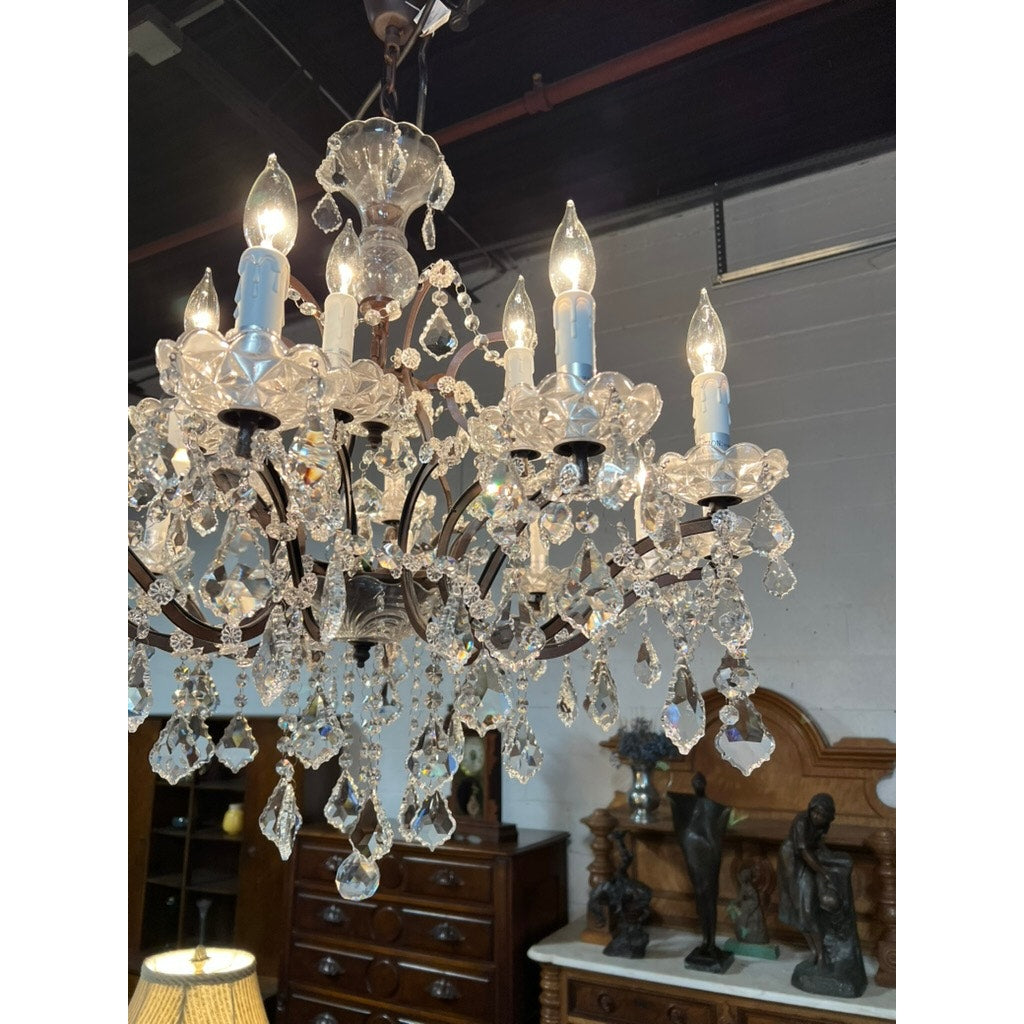 Vintage Restoration Hardware 18 Light Rococo Crystal Chandelier