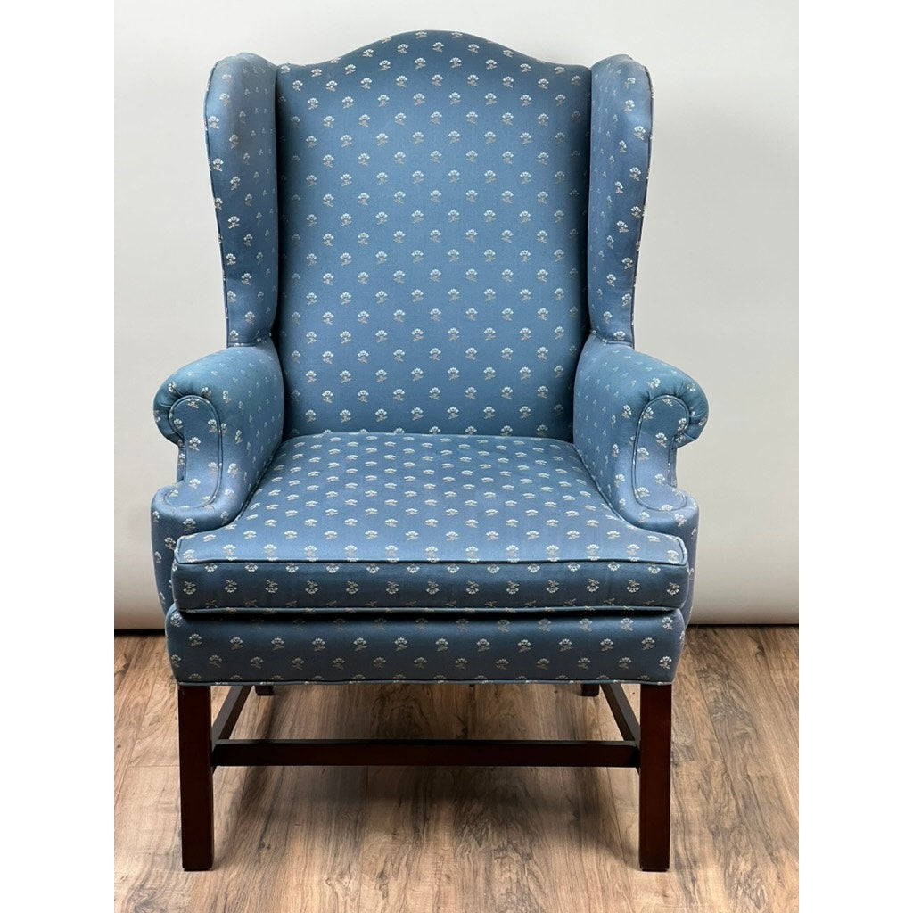 Vintage Blue Wingback Arm Chair by Laine