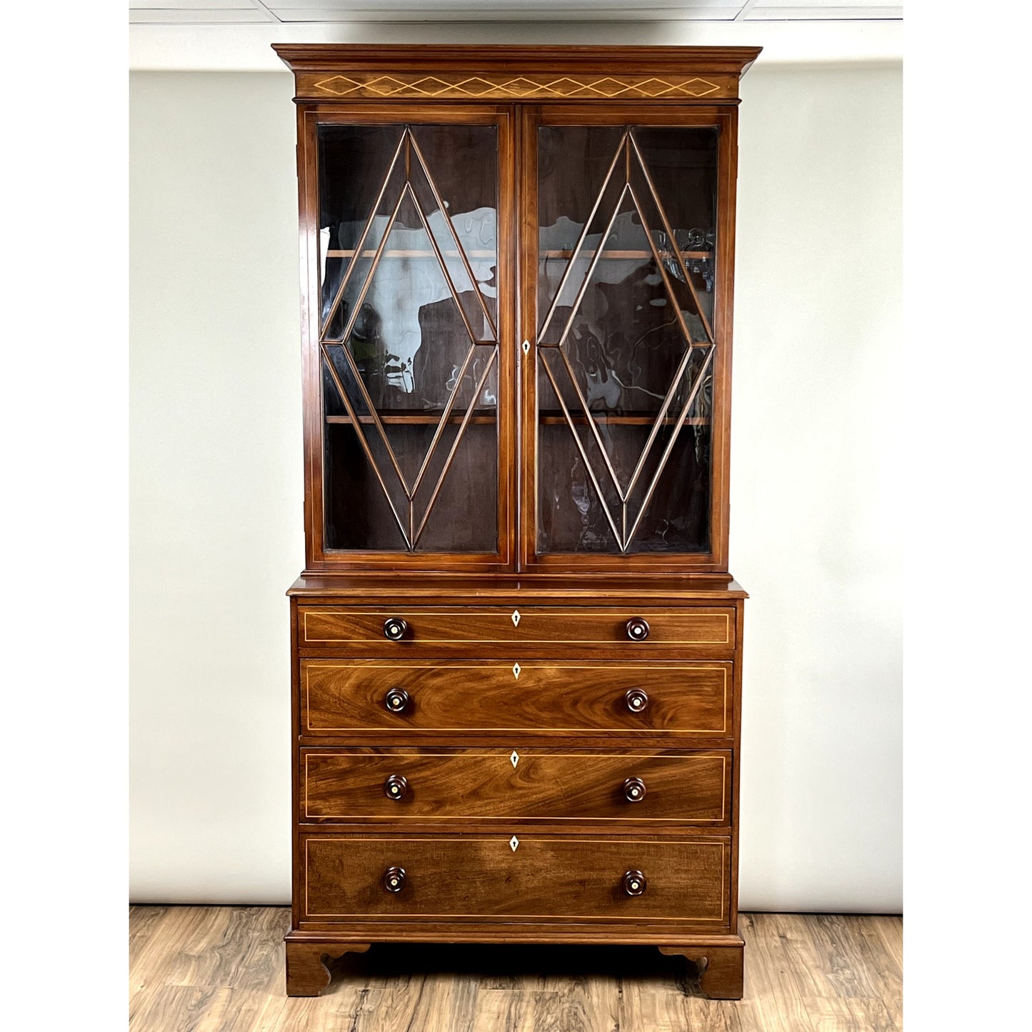 Antique George IV Mahogany Stepback Bookcase c. 1830