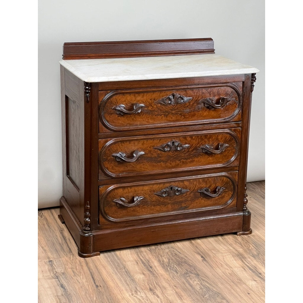 Antique Victorian Walnut Three Drawer Bachelor’s Chest c. 1880