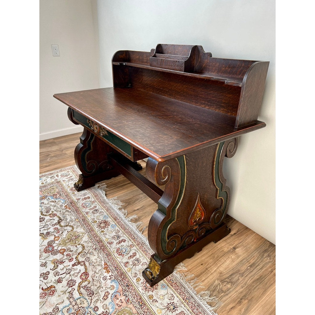 Vintage Scandinavian Solid Quarter Sawn Oak Writing Desk