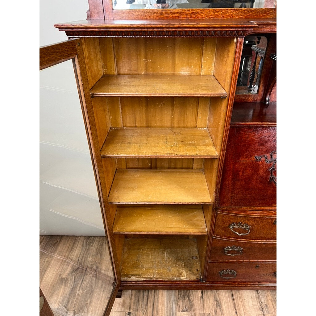 Antique Victorian Oak Side by Side Secretary c. 1900