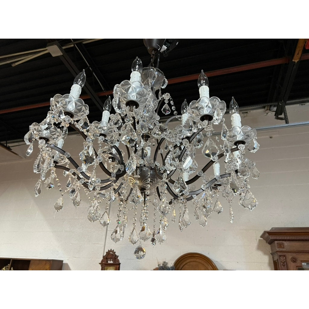 Vintage Restoration Hardware 18 Light Rococo Crystal Chandelier