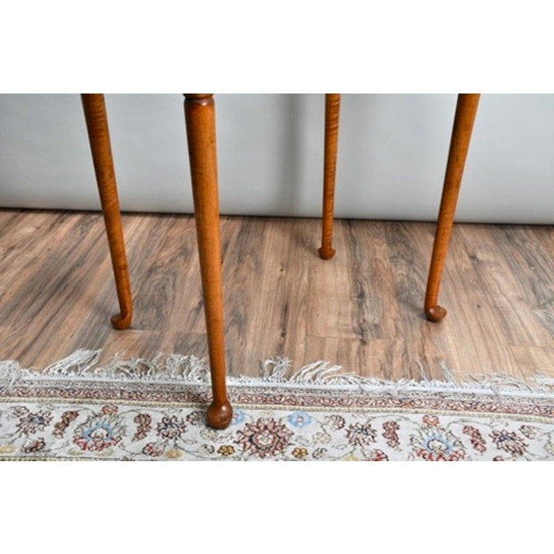 Vintage Queen Anne Style Tiger Maple Cookie Corner Tea Table