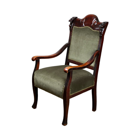 Antique Empire Lions Head Gaming Chair c. 1840