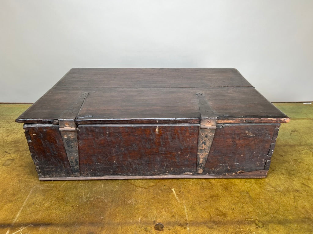 Antique Charles II Oak Bible Box with Carved Facade c. 1660-1685