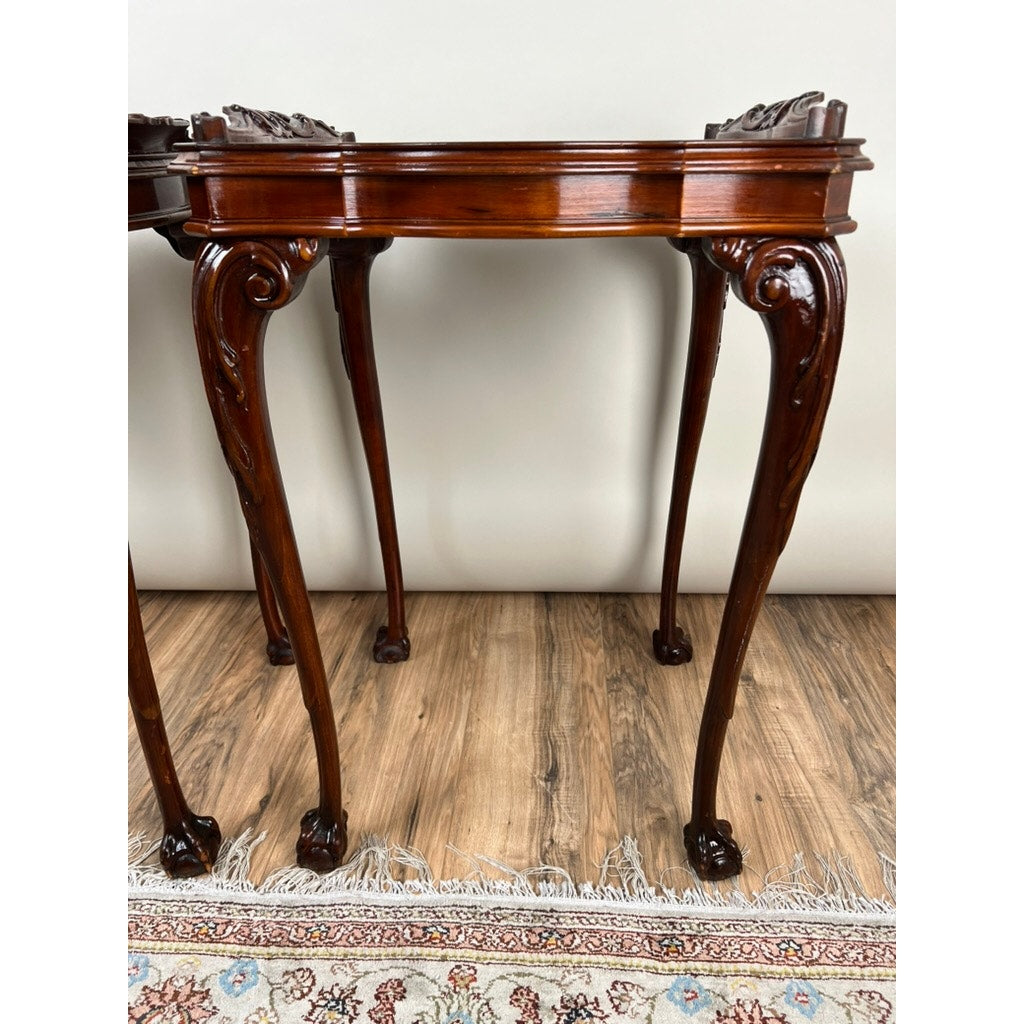 Vintage Pair of Georgian Style Ball and Claw Foot End Tables c. 1940