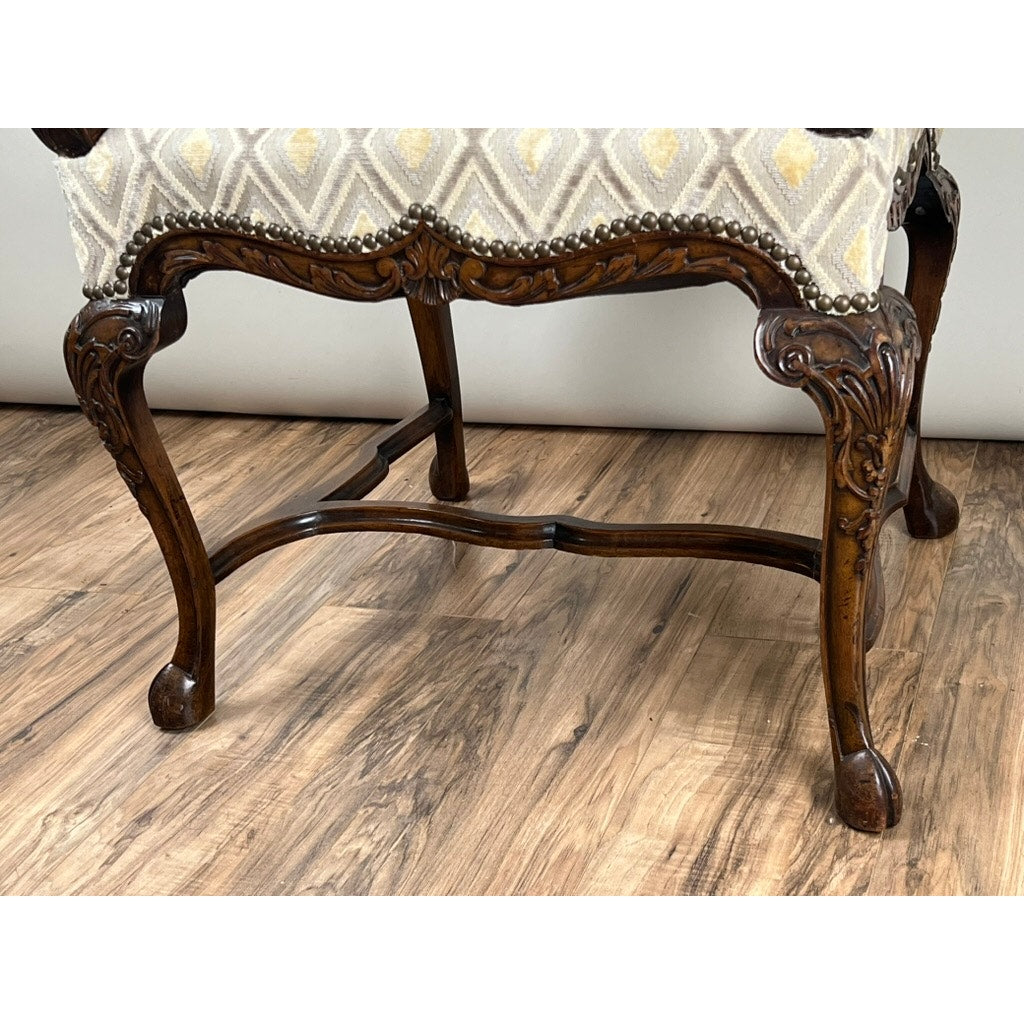 Antique French Régence Style Carved Mahogany Arm Chair, c. Early 19th Century