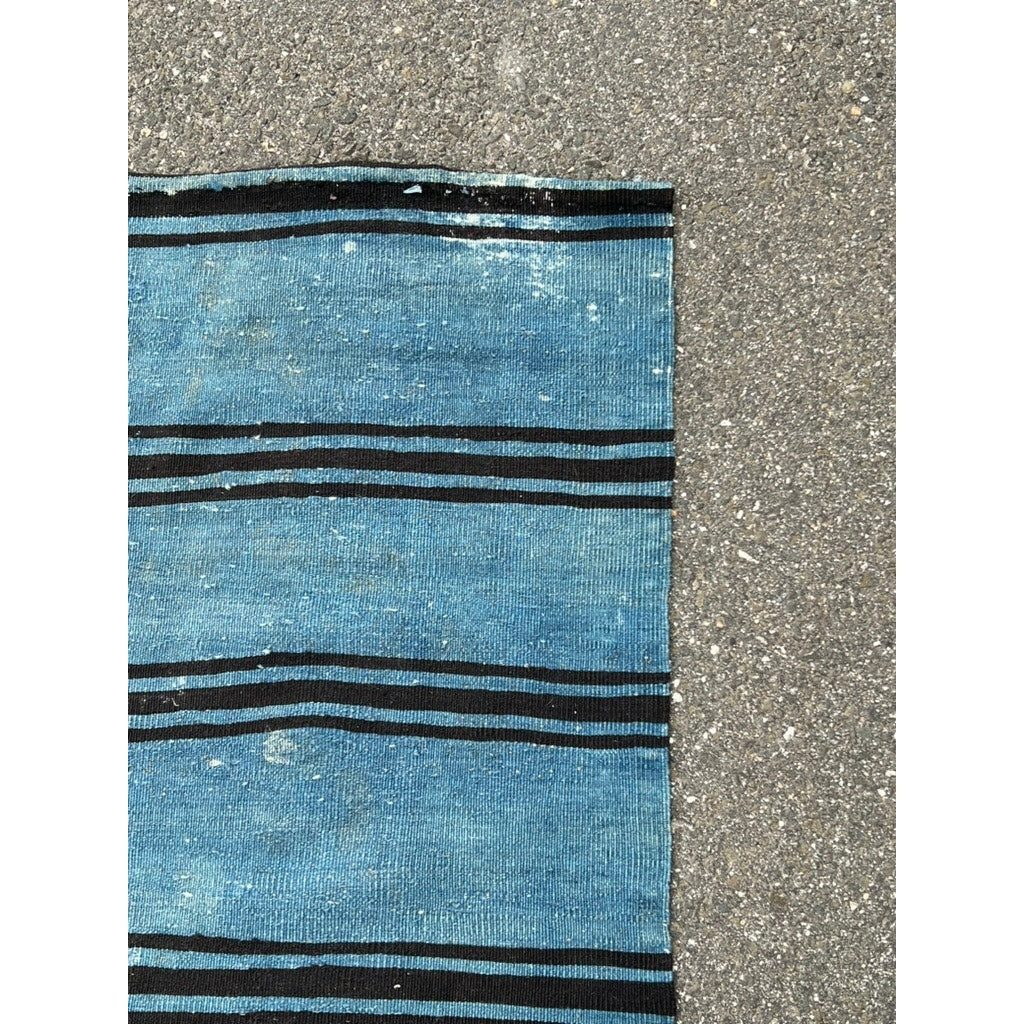 Antique Persian Indigo Blue Handwoven Cotton Runner c. Early 20th Century – 2’ x 9’1