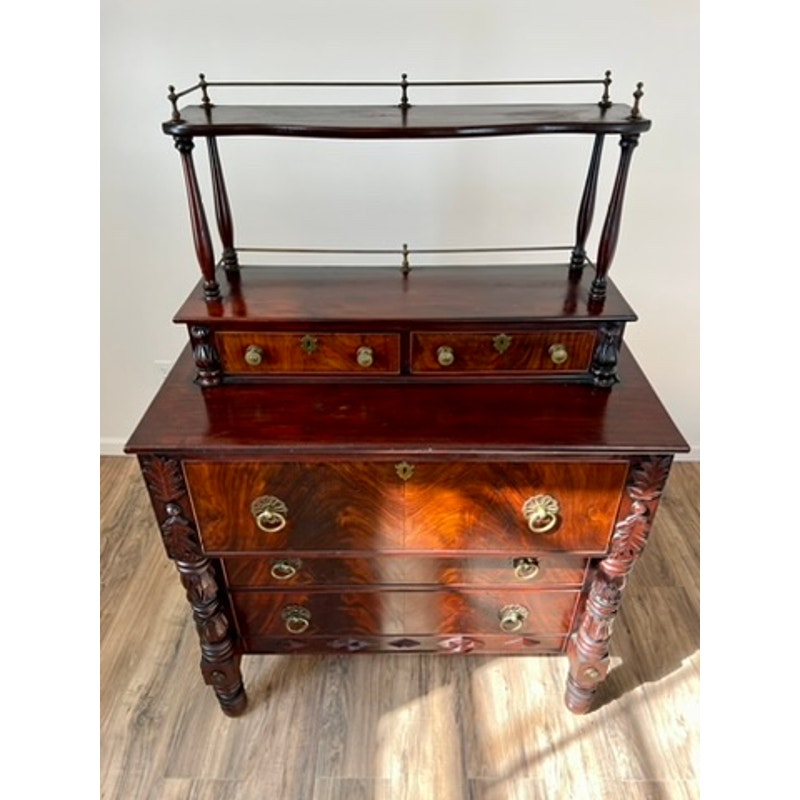 Antique Federal Period Three Drawer Chest with Gallery c. 1820