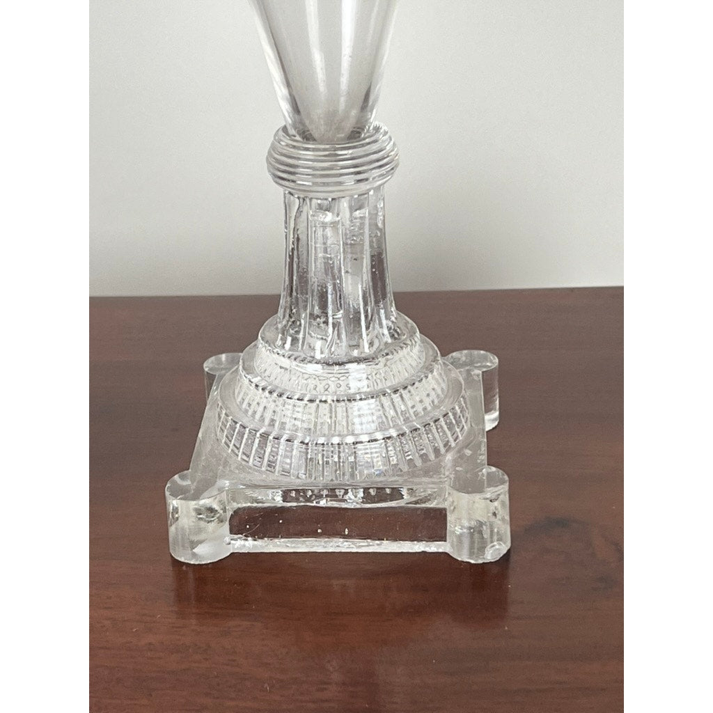 Pair Antique Sandwich Glass Whale Oil Lamps c. 1820