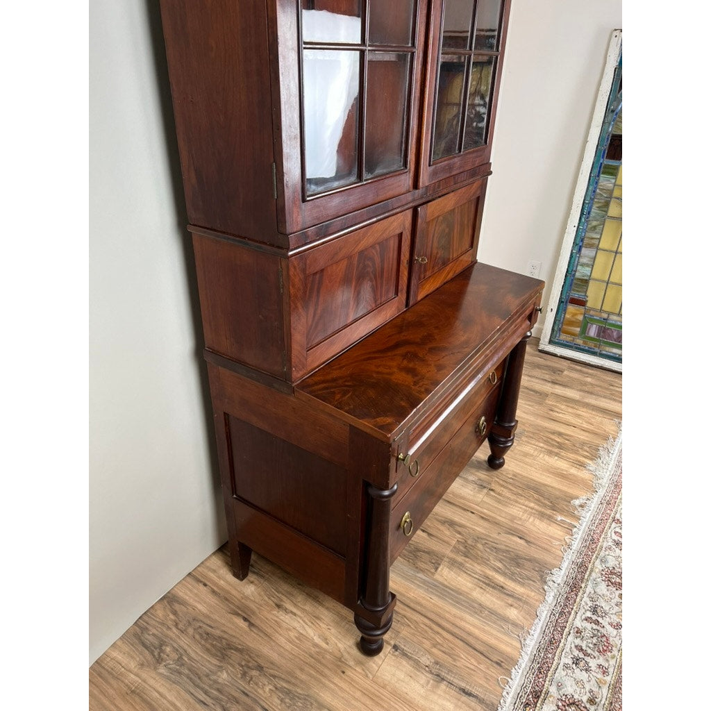 Antique Late Federal Period Mahogany Plantation Secretary and Bookcase c. Late 1830s