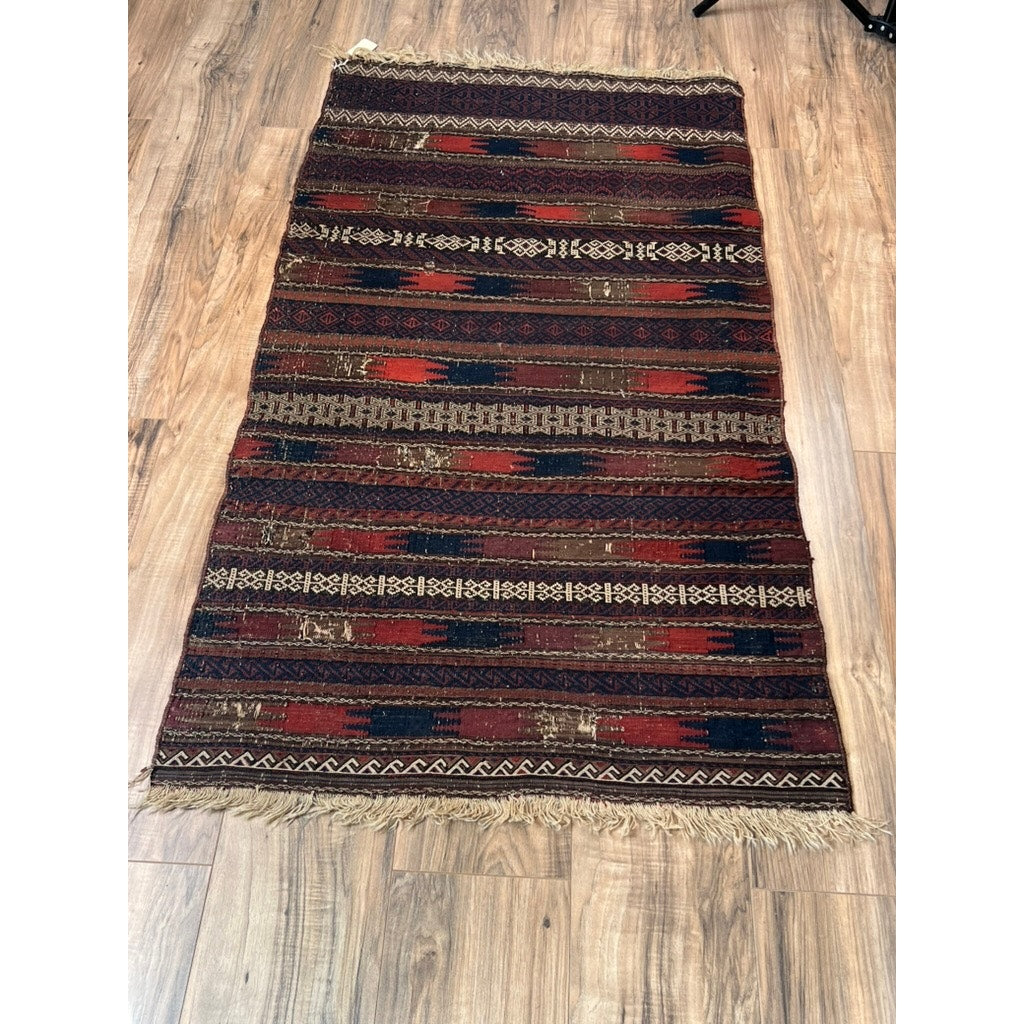Antique Afghan Baluch Kilim Rug c. Late 19th Century 2’7 x 4’8
