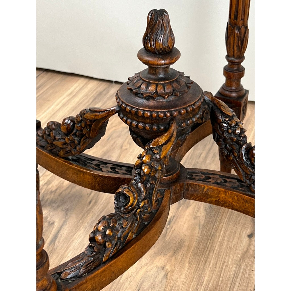 Antique Louis XVI Style Marble Top Side Table Hand Carved in Belgium c. Late 19th Century