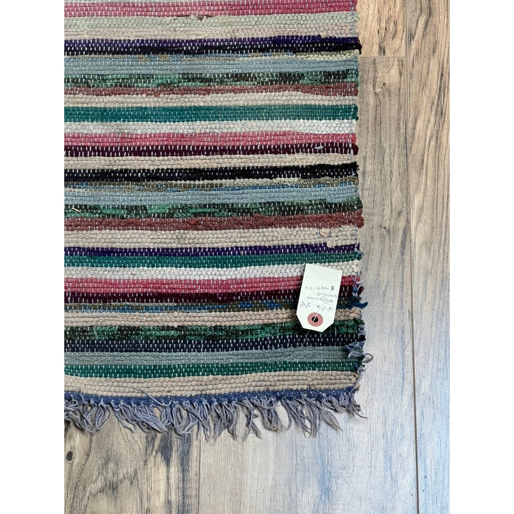 Antique American Rag Rug c. Early 20th Century 2’7 x 5’9