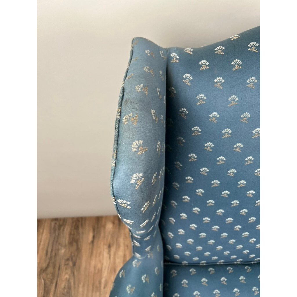 Vintage Blue Wingback Arm Chair by Laine
