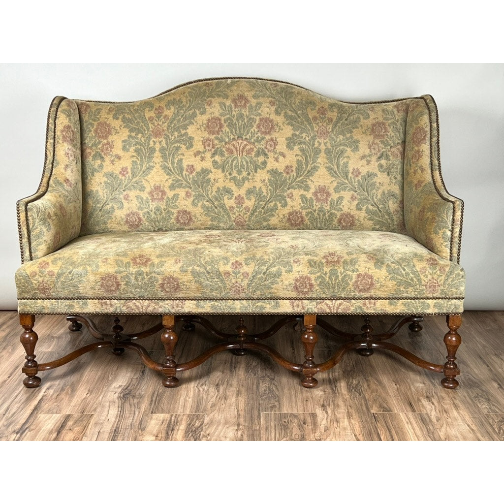 Antique French Louis XIV Style Highback Settee c. Late 19th Century