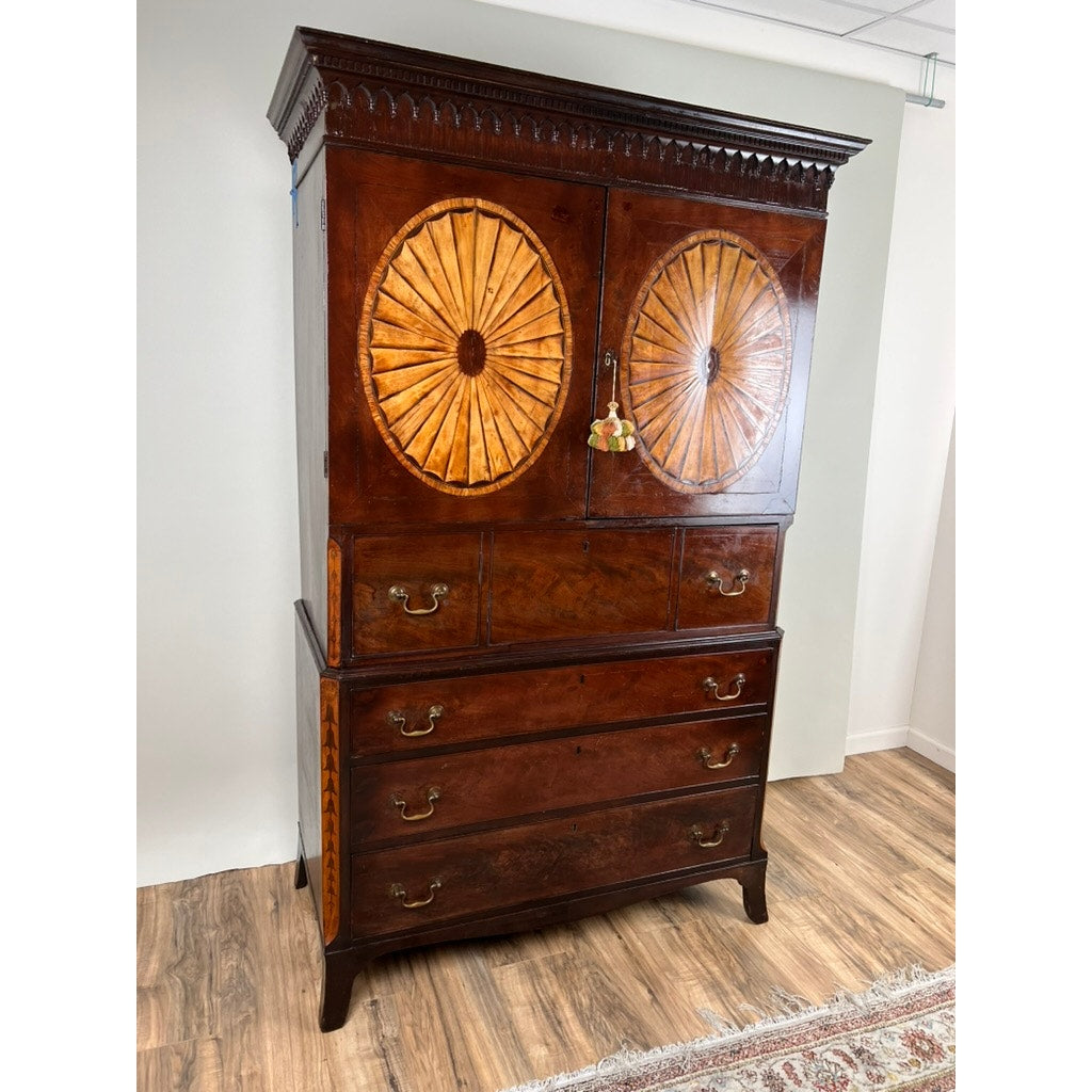Antique George III Mahogany Wardrobe and Butlers Secretary c. Late 18th Century