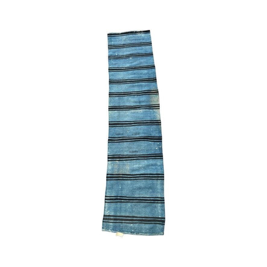Antique Persian Indigo Blue Handwoven Cotton Runner c. Early 20th Century – 2’ x 9’1
