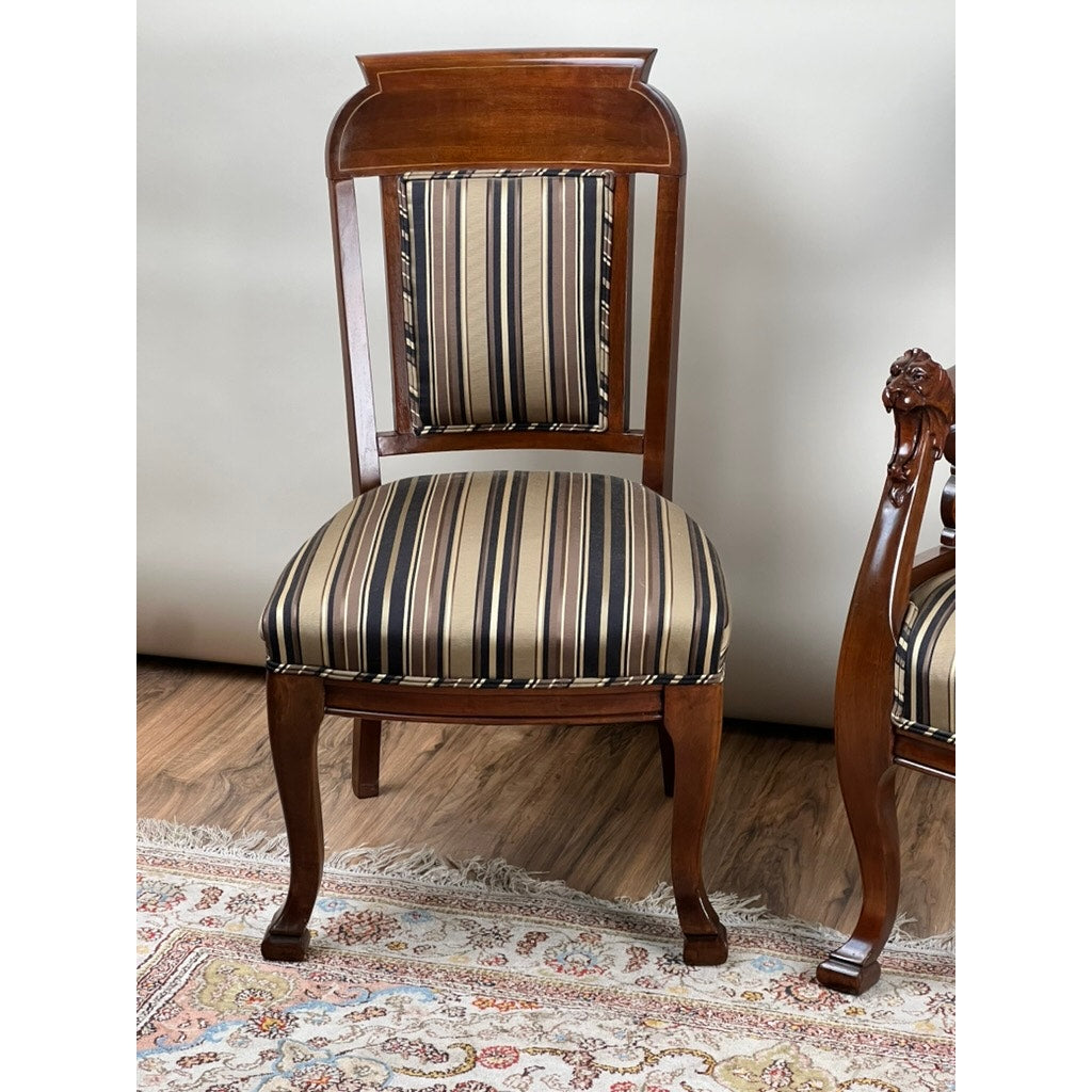 Vintage Mahogany Edwardian Style Lions Head His and Hers Parlor Chairs