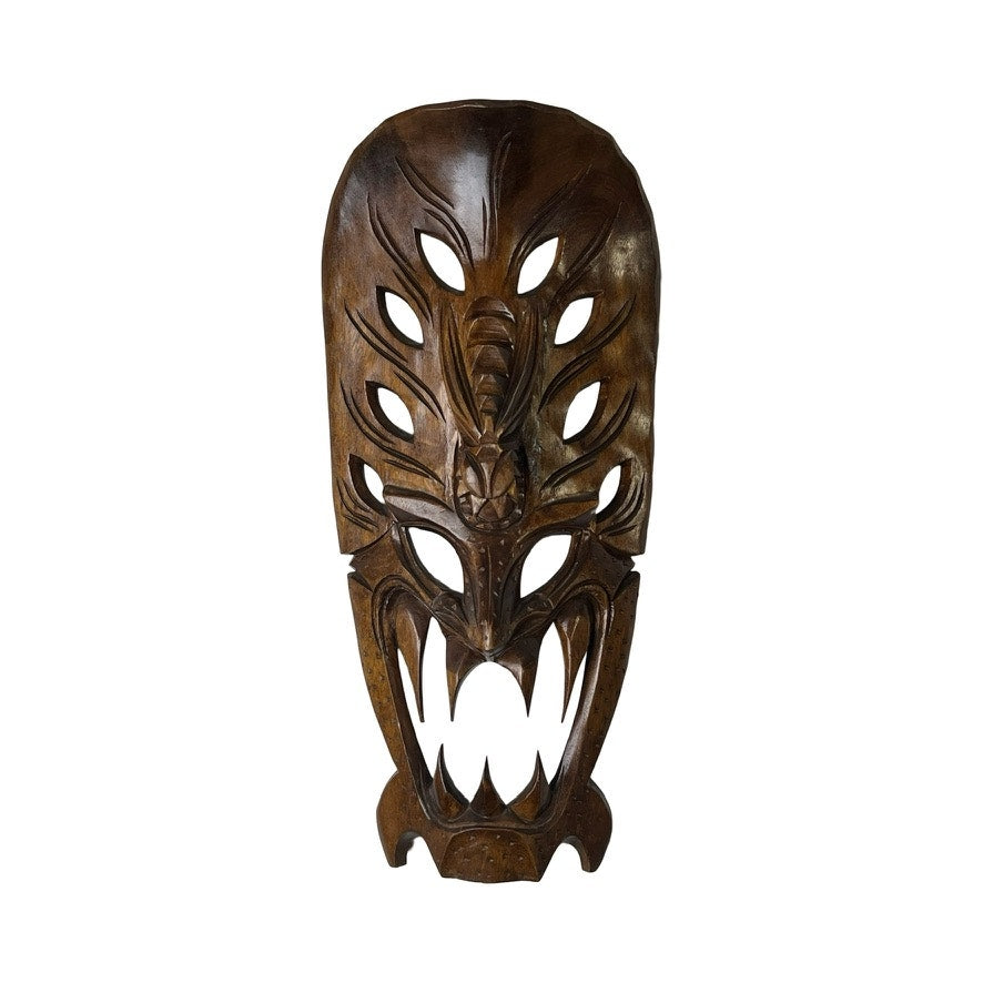 Vintage Filipino Bakunawa dragon mask hand carved in Hawaii 30 inch