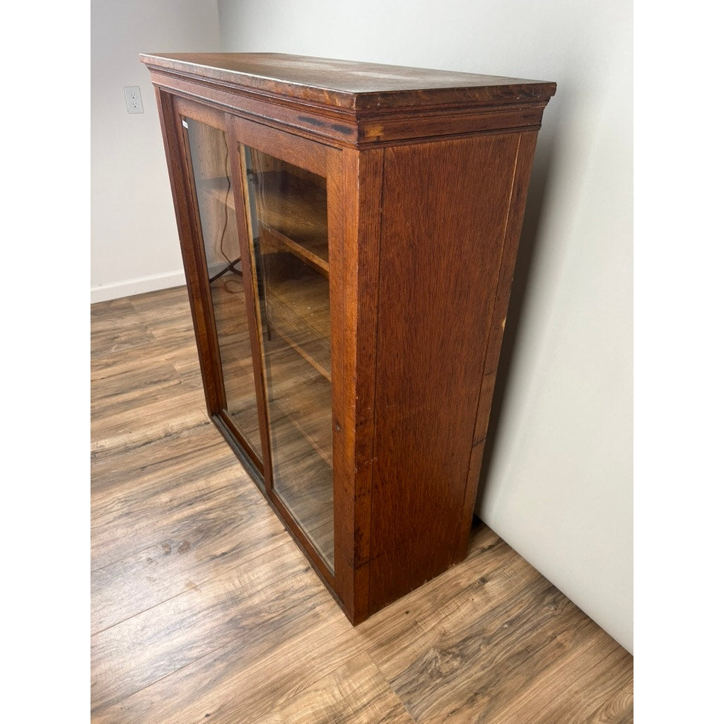 Antique Tiger Oak Glass Door Bookcase c. 1920