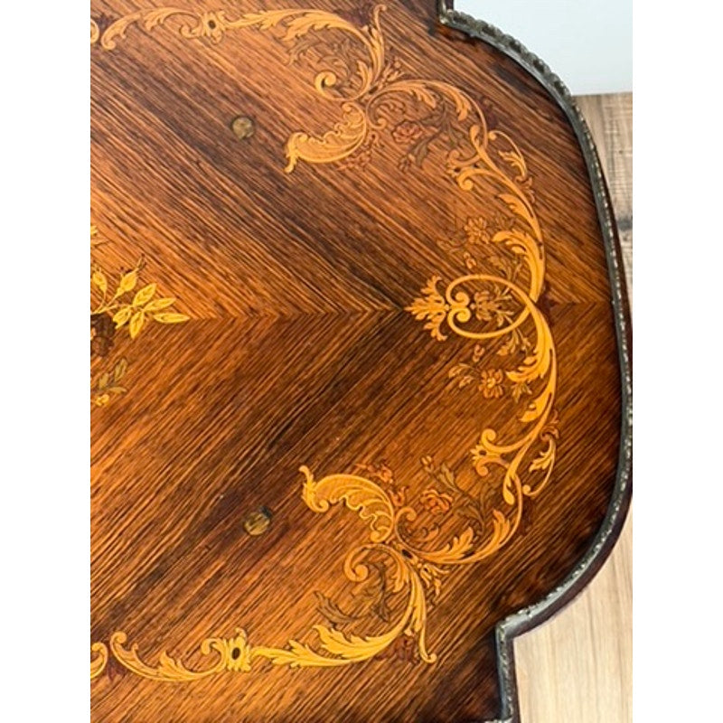 Antique rosewood marquetry coffee table, c.19th century, Louis XVI style, in nice antique condition.