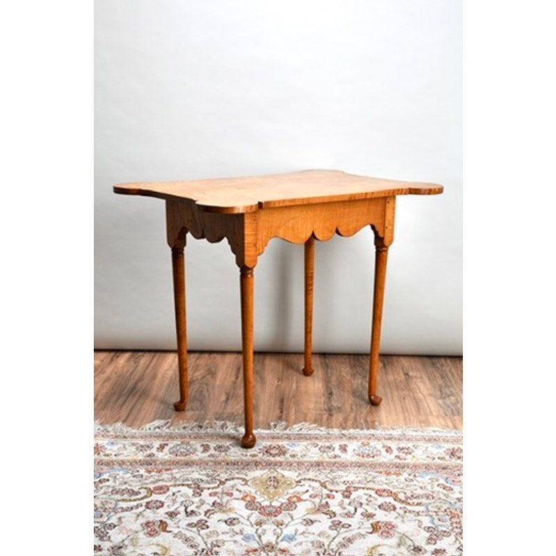 Vintage Queen Anne Style Tiger Maple Cookie Corner Tea Table