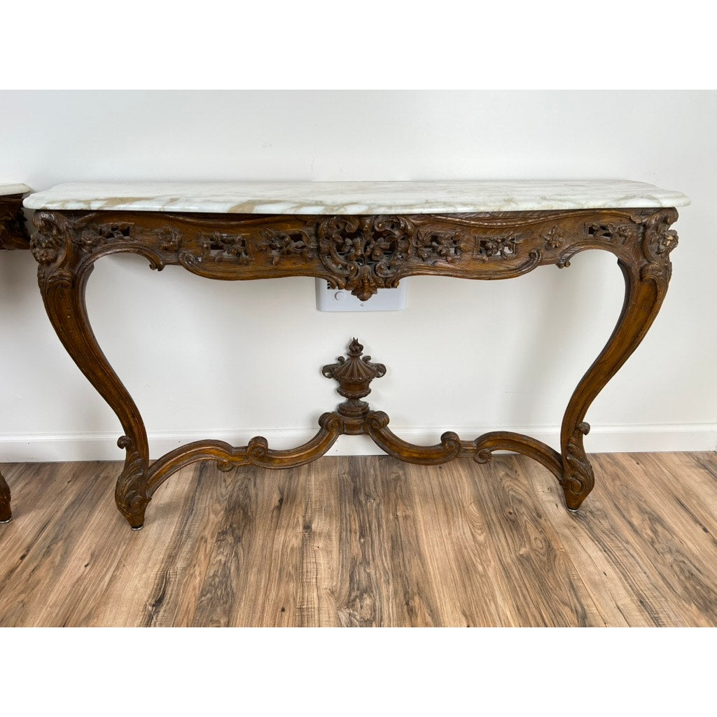 Antique Pair Louis XV Rococo Portor de Pyrénées Console Tables c. Late 18th Century