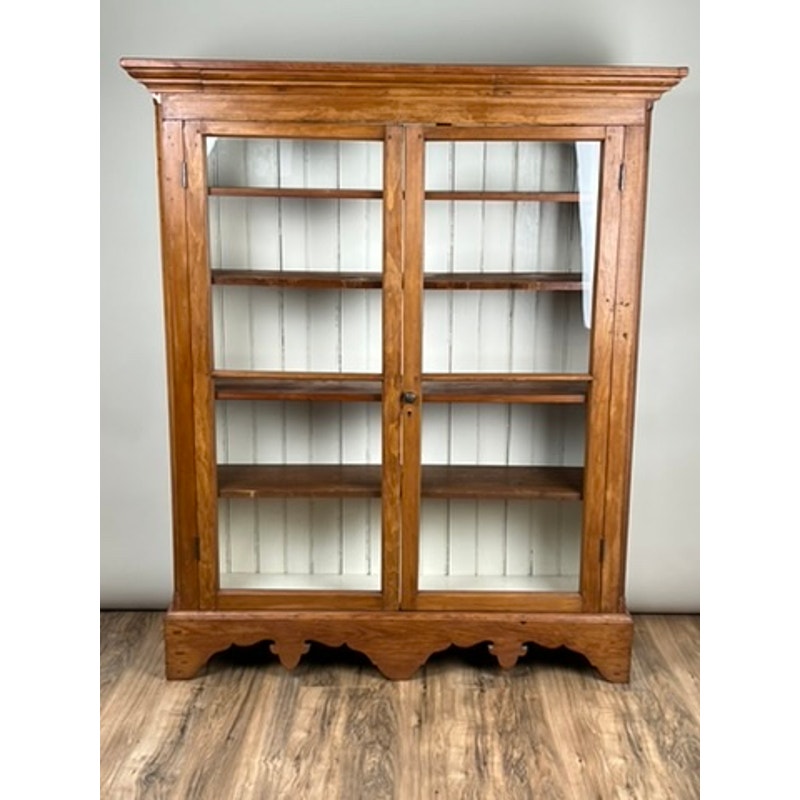 Antique Country Pine Glass Door Book Case Probably Pennsylvania or Virginia c. Mid 19th Century