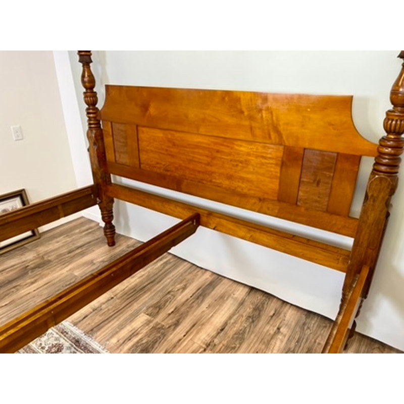 Antique 19th Century Sheraton Field Bed Resized to King by Leonards New England Seekonk, MA