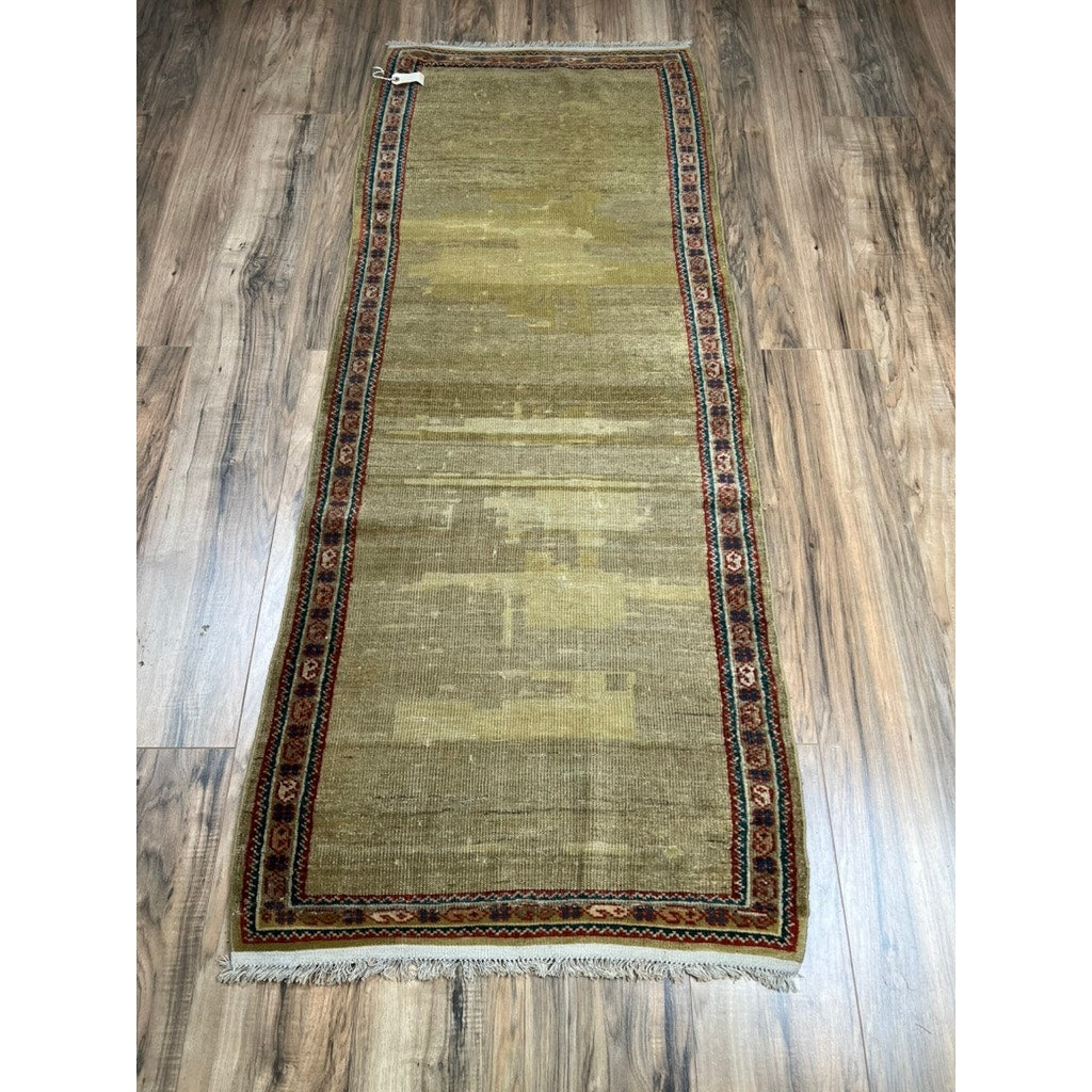 Antique Anatolian Village Runner Rug with Olive Abrash Field, c. Early 20th Century – 2’4 x 5’9