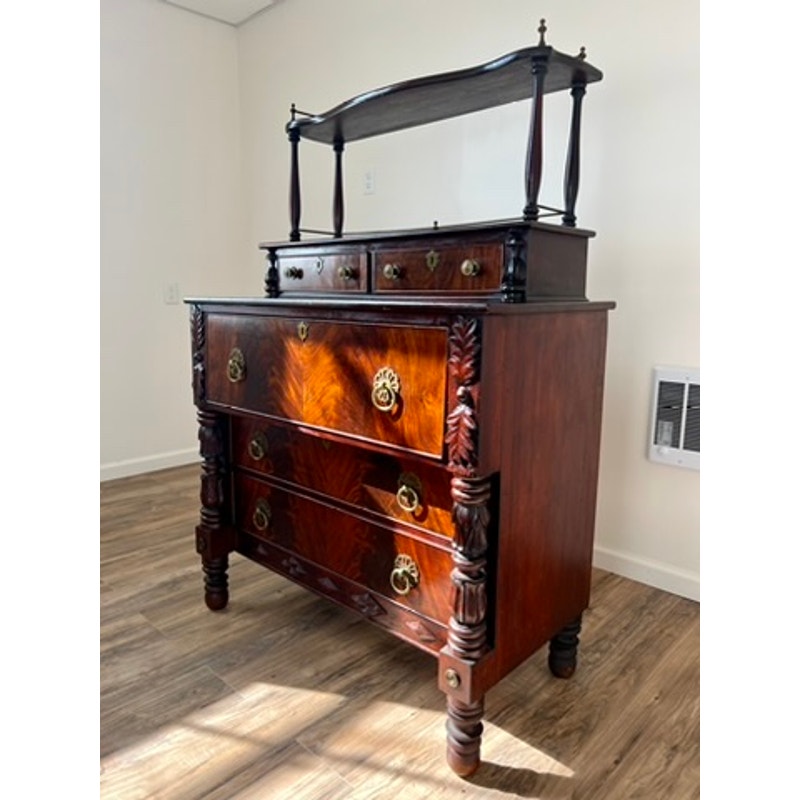 Antique Federal Period Three Drawer Chest with Gallery c. 1820