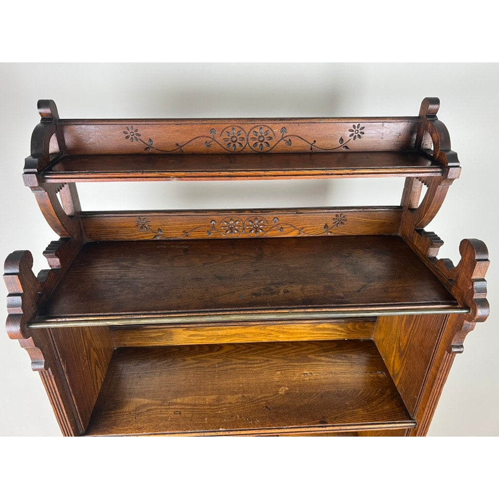 Antique Eastlake Victorian Chestnut Book Shelf c. 1890