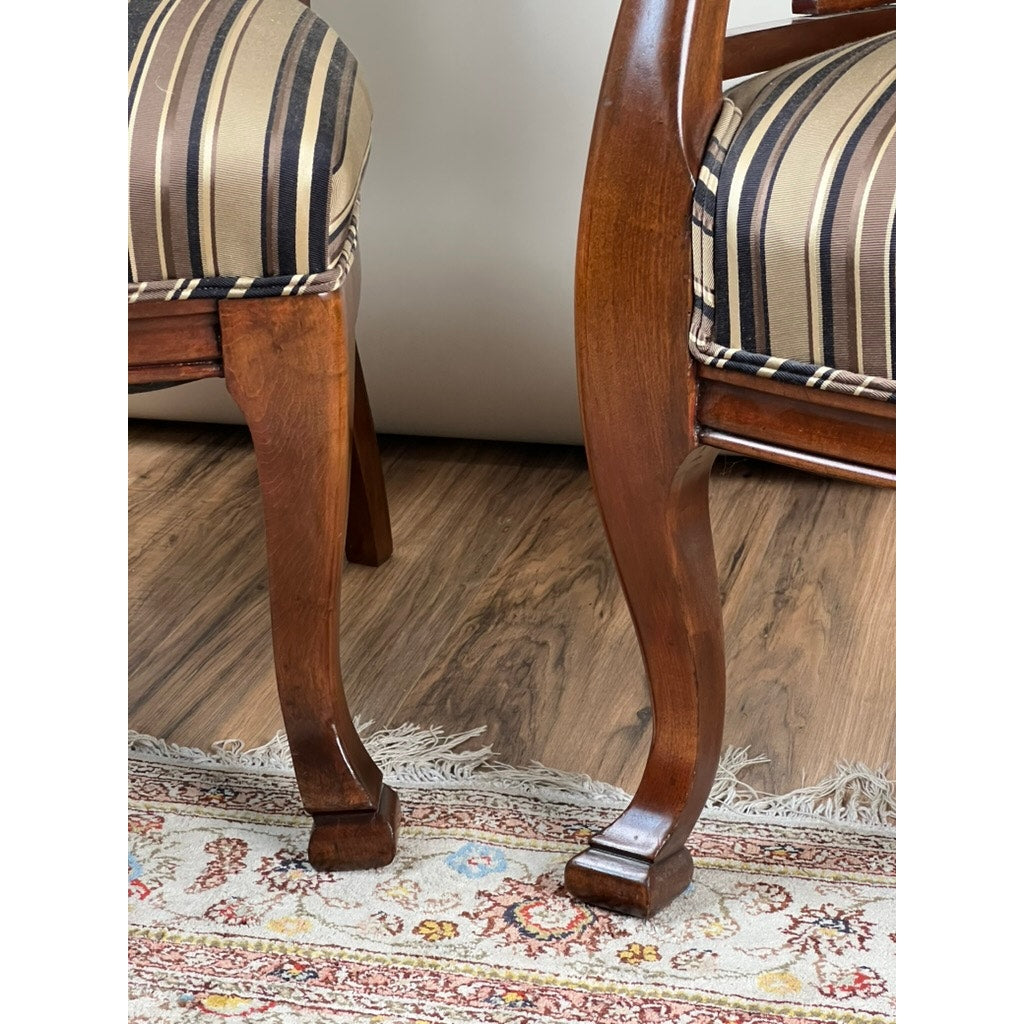 Vintage Mahogany Edwardian Style Lions Head His and Hers Parlor Chairs