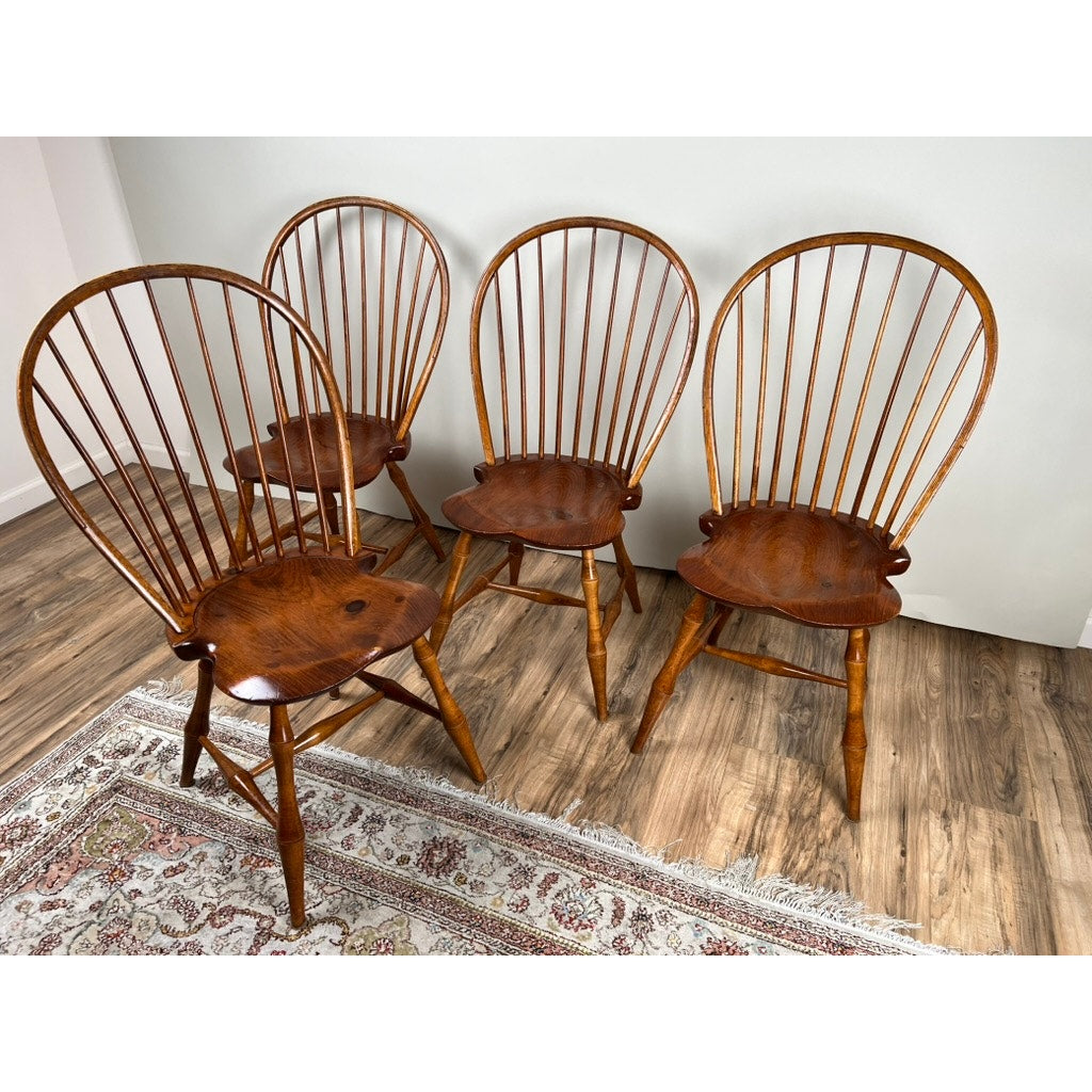 Vintage Set of Four D.R. Dimes Bow Back Windsor Chairs (Bamboo)
