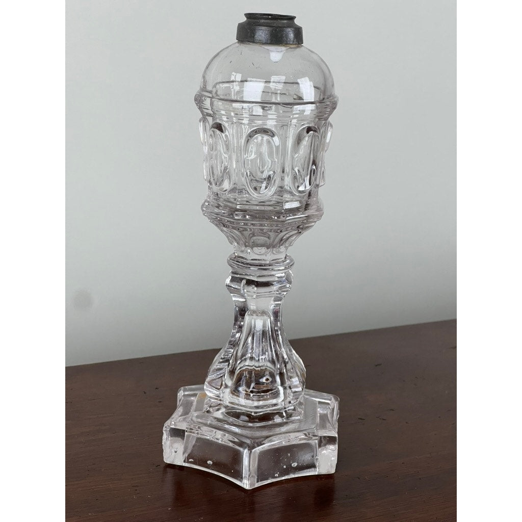 Antique Boston Sandwich Glass Whale Oil Lamp c. Mid 19th Century