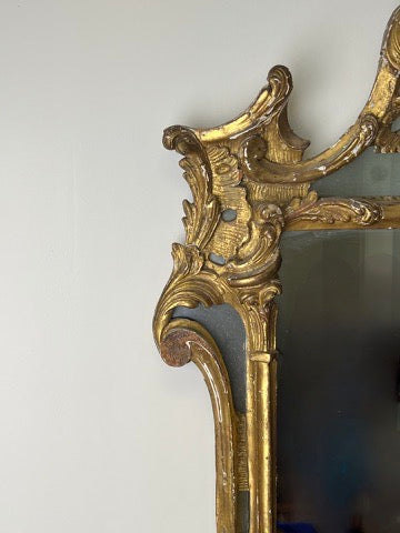 Antique Late 18th Century Italian Baroque Gilt Gesso Wall Mirror with Mirrored Openwork
