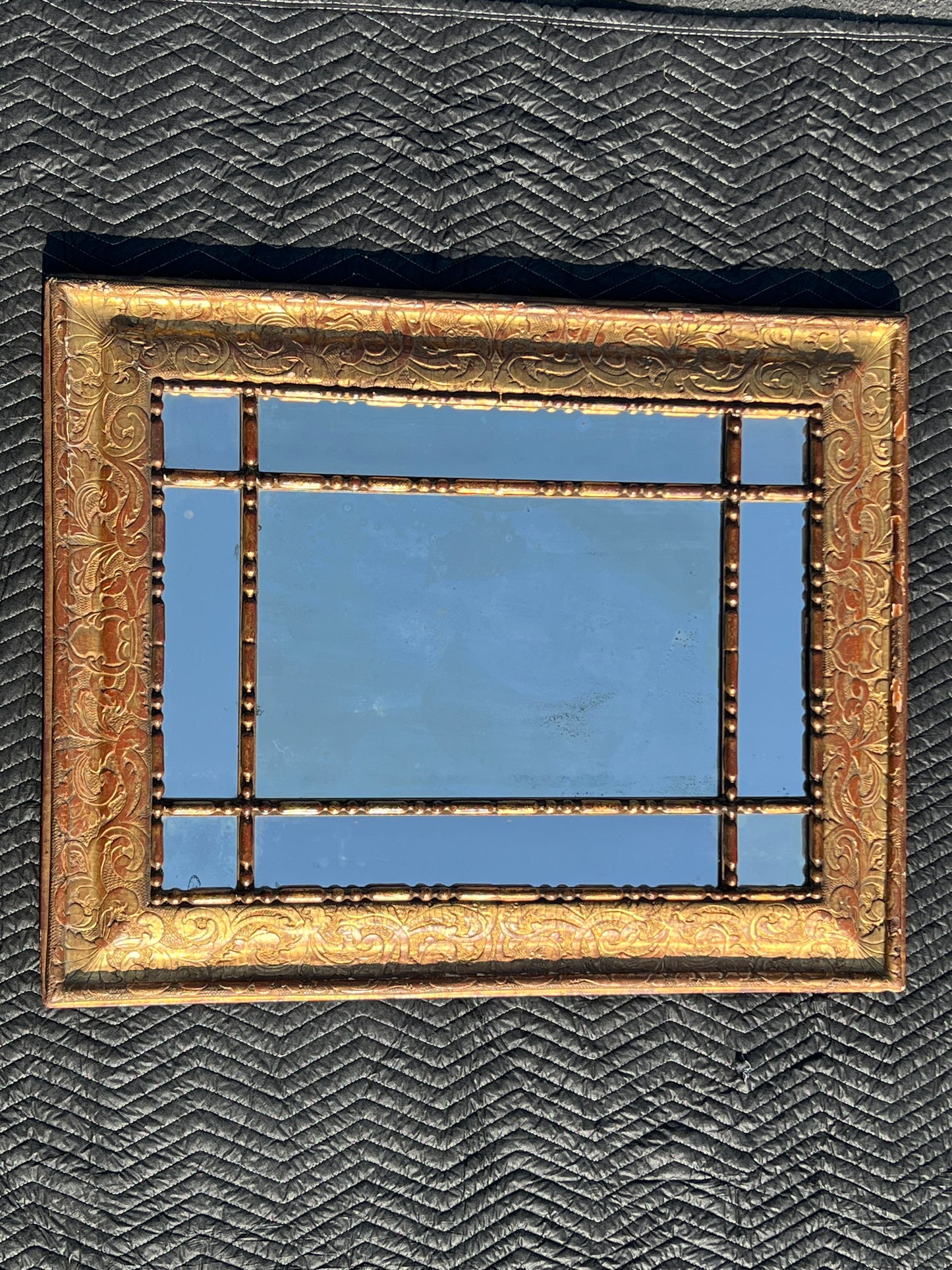 Antique 18th Century Italian Baroque Gilt Wood Mirror 35 x 43