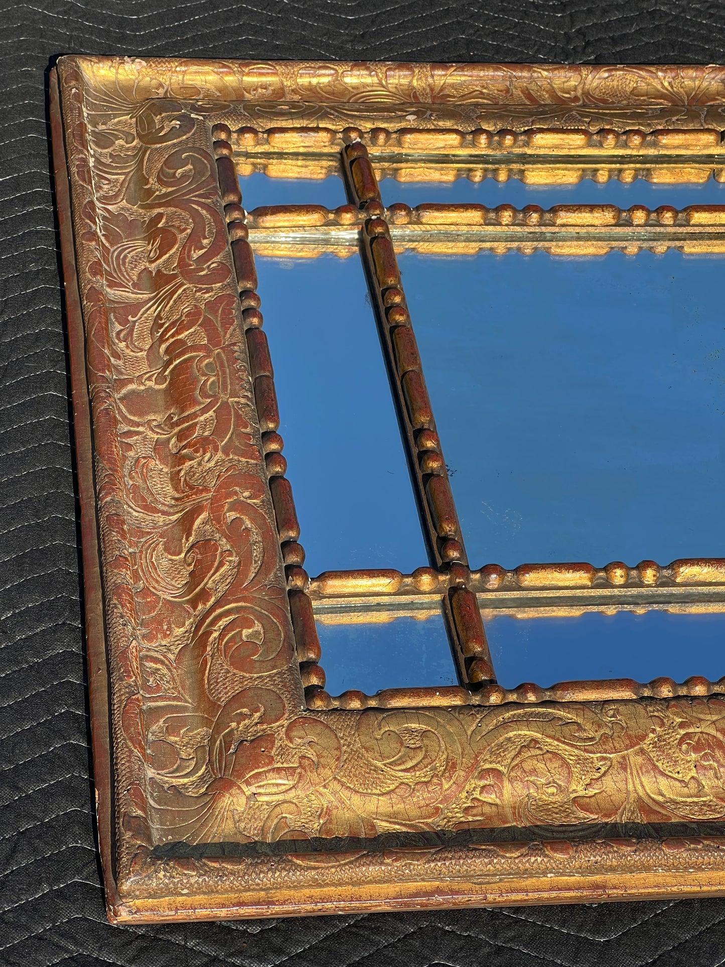 Antique 18th Century Italian Baroque Gilt Wood Mirror 35 x 43