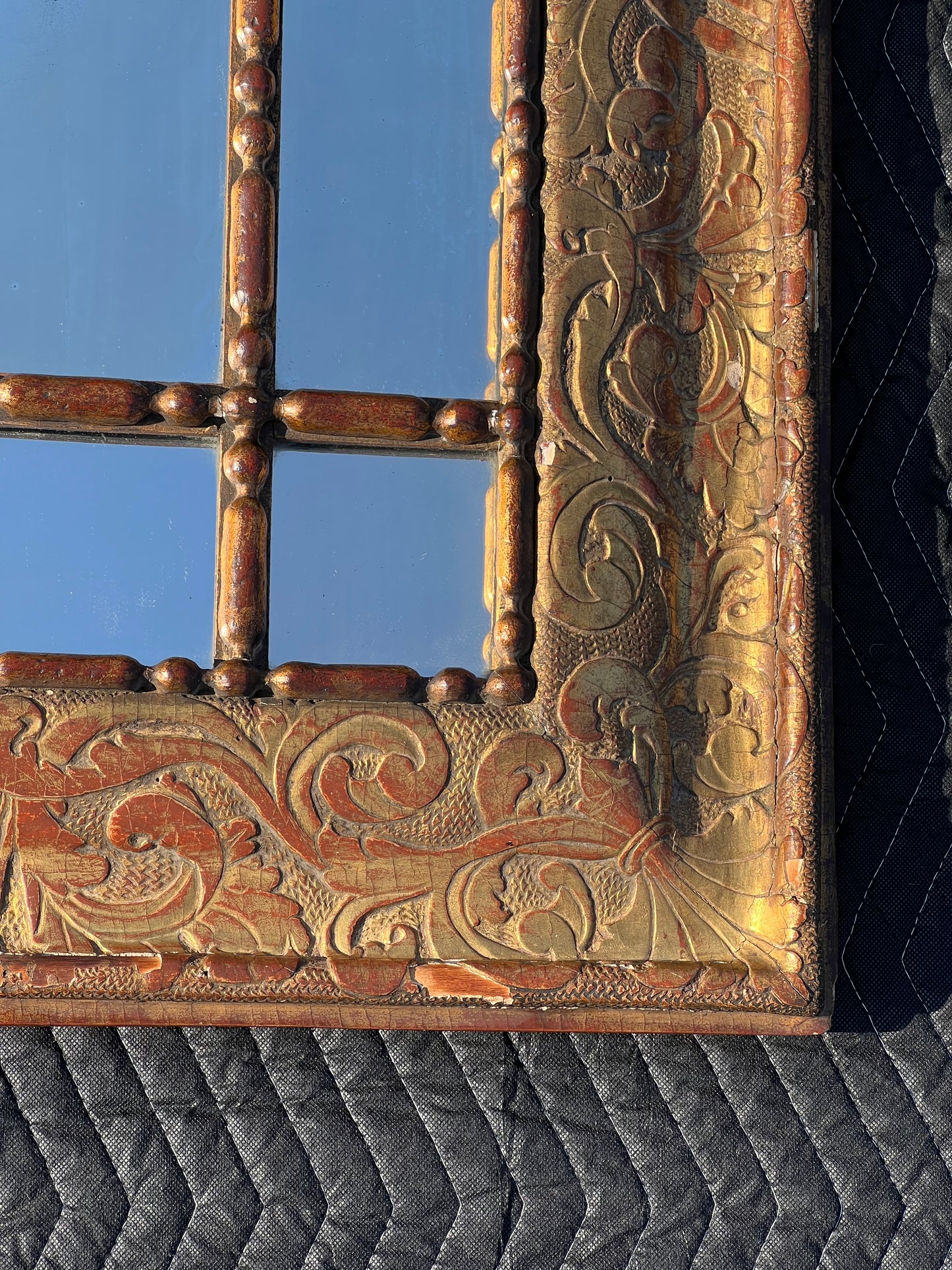 Antique 18th Century Italian Baroque Gilt Wood Mirror 35 x 43