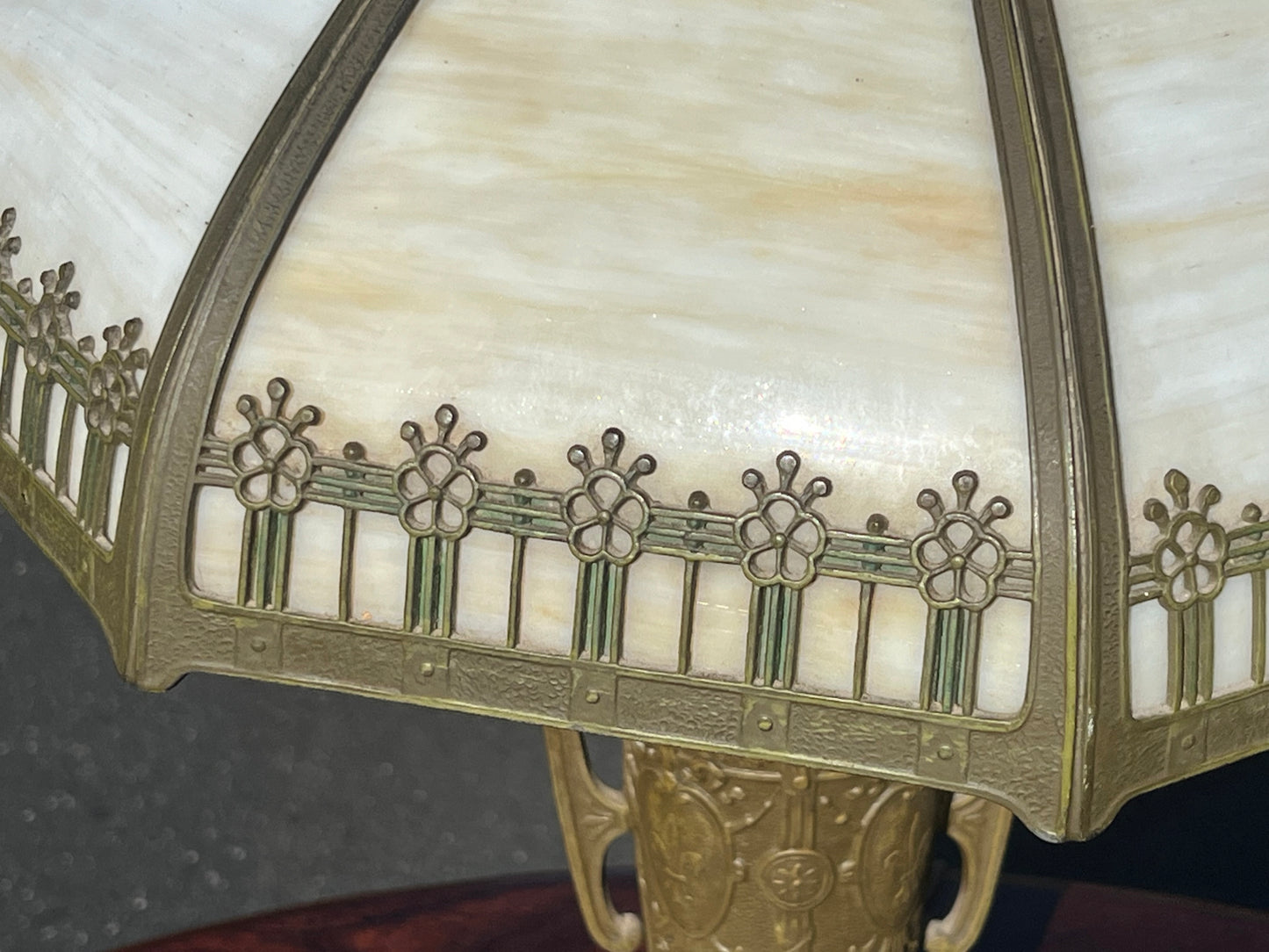 Antique Victorian Slag Glass Lamp