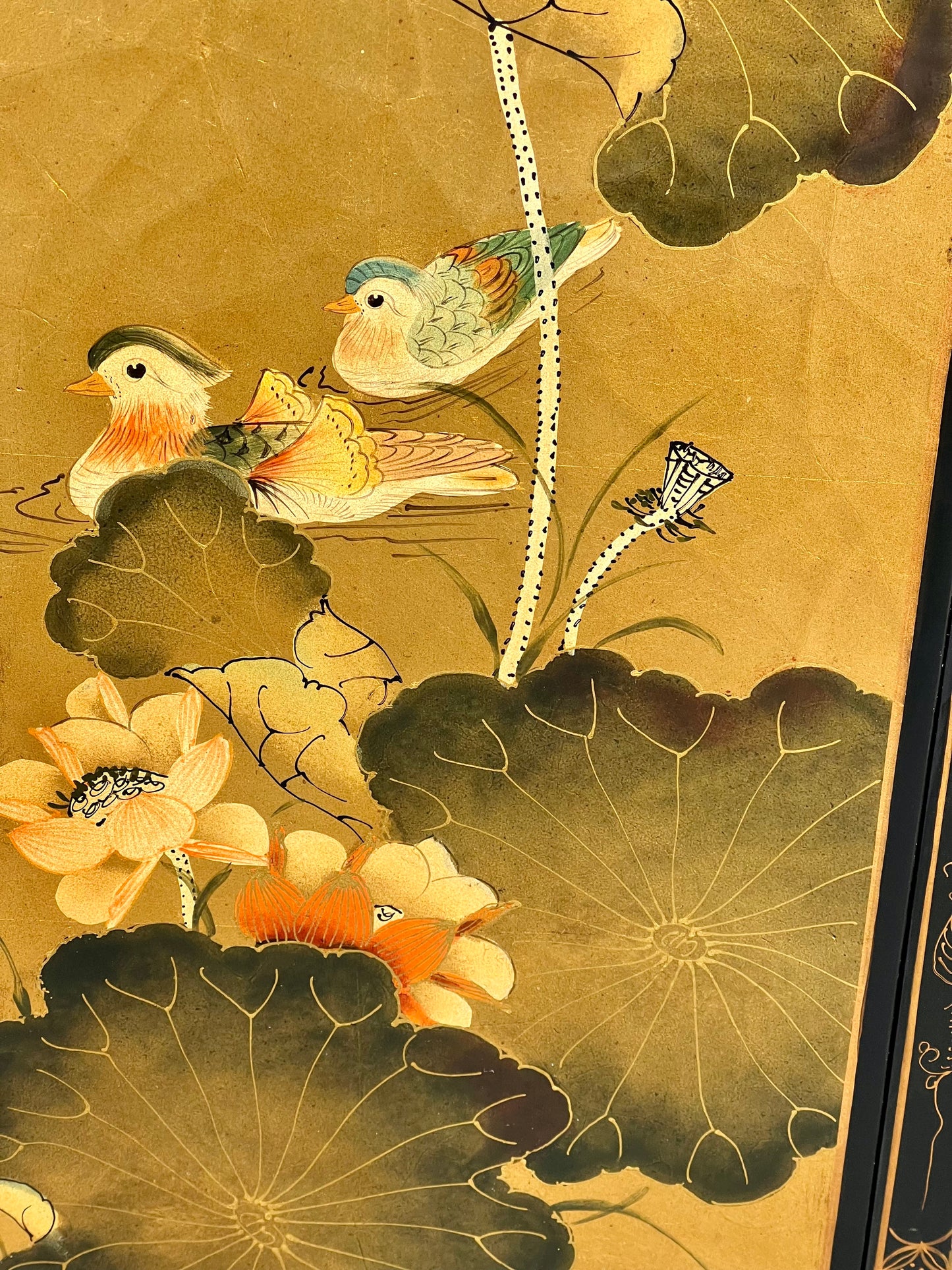 Vintage Asian Black Lacquer and Gold Cabinet