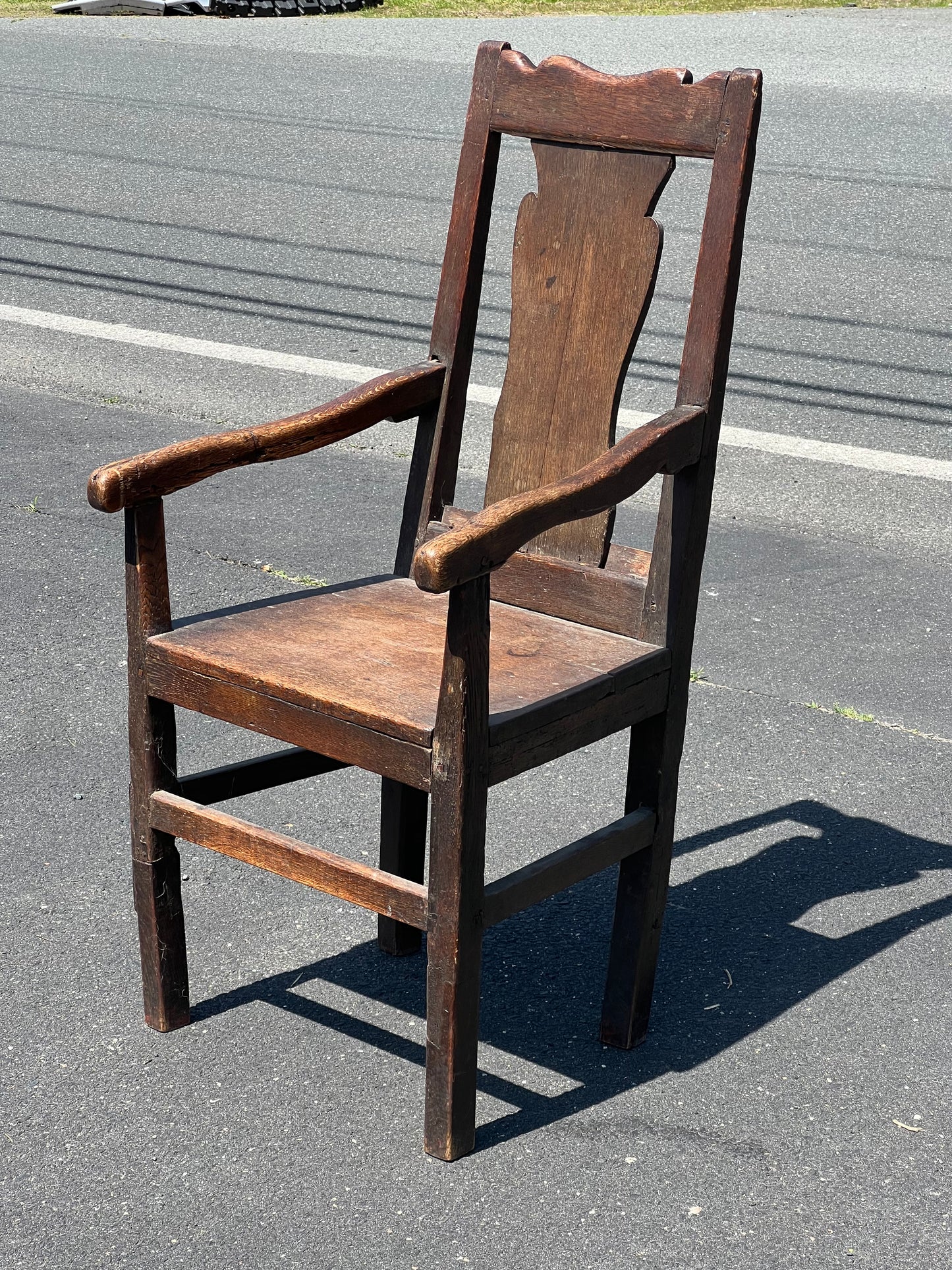 Antique 17th Century Primitive Oak Arm Chair
