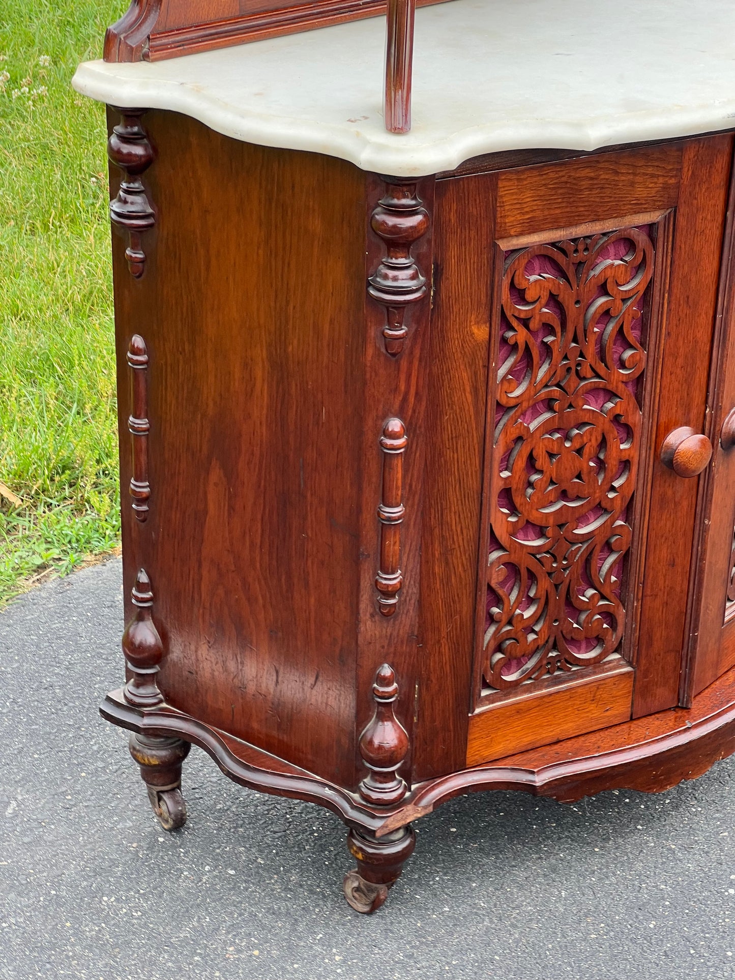 Antique Victorian Rococo Revival Marble Top Etagere