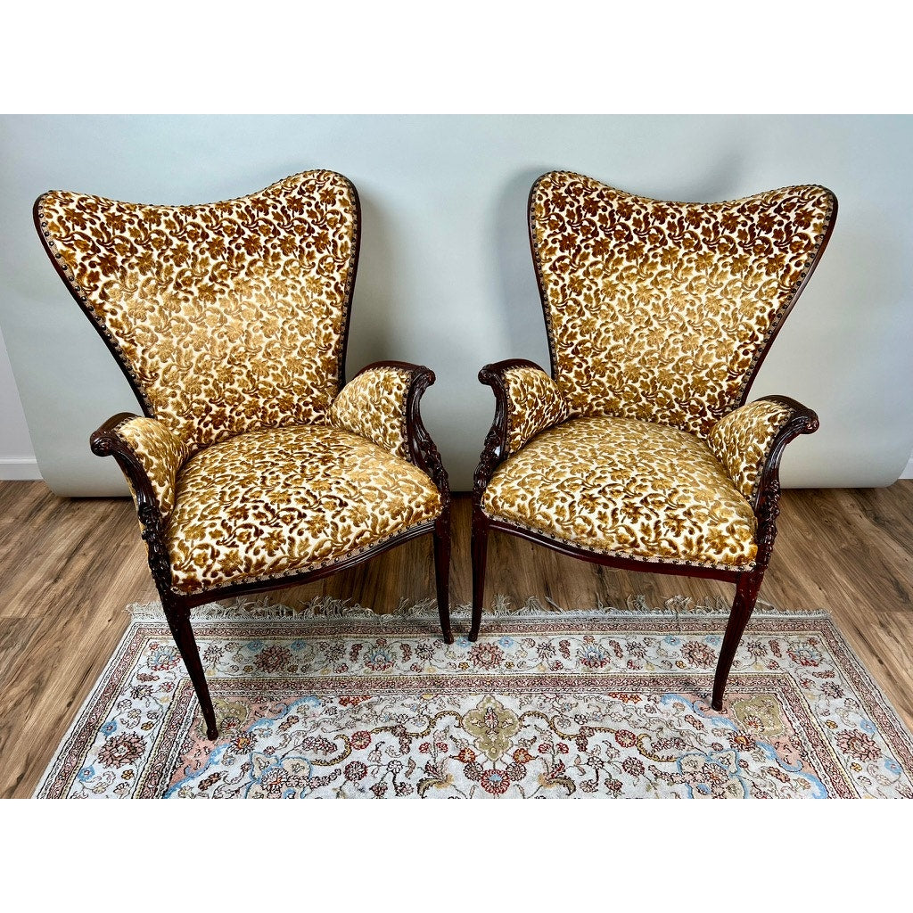 Vintage Pair Grosfeld House Hollywood Regency Fireside Chairs c. 1940