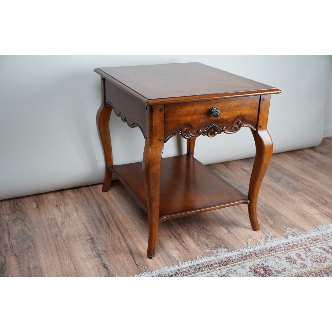 Vintage French Louis XVI Style Walnut One Drawer End Table by Drexel Heritage