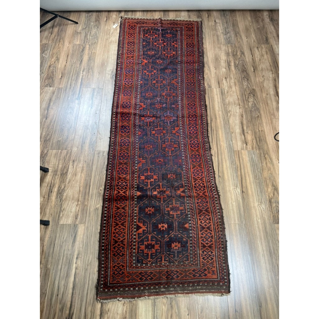 Antique Baluch Khorasan Runner with Repeating Octagonal Medallions c. Late 19th Century – 2’10 x 9’1