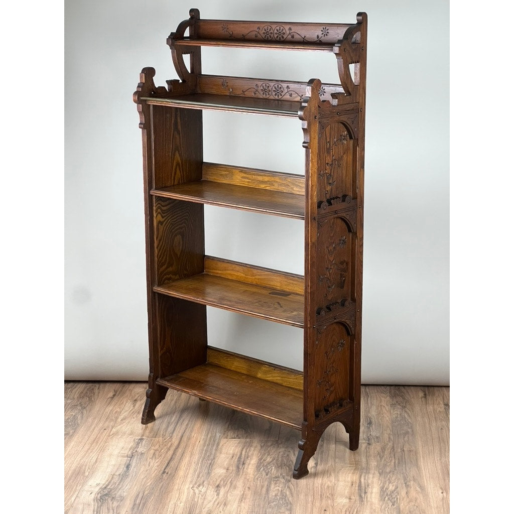 Antique Eastlake Victorian Chestnut Book Shelf c. 1890
