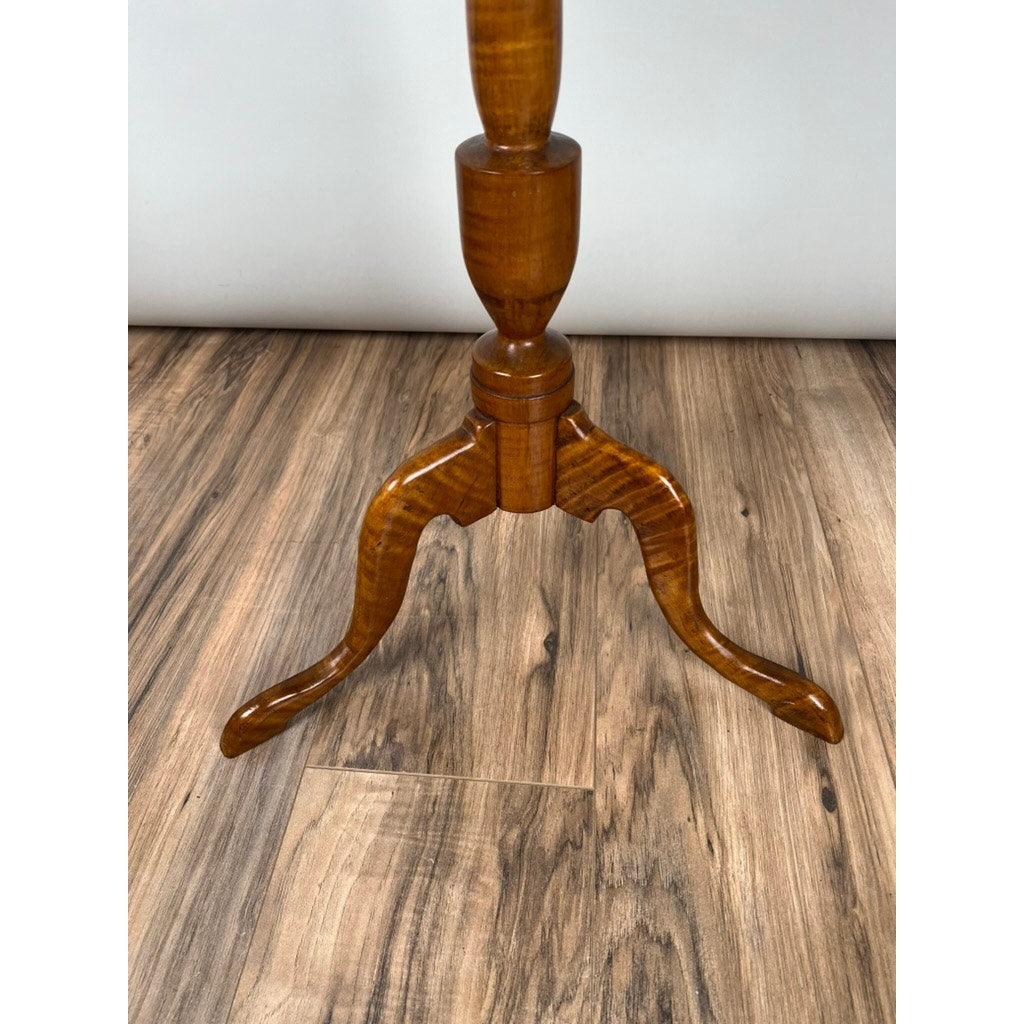 Antique Tiger Maple Queen Anne Style Candle Stand c. Mid 19th Century